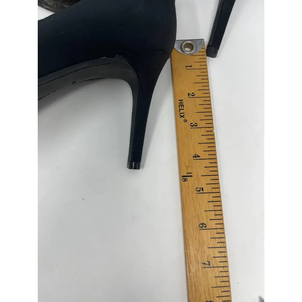LIZ CLAIBORNE Black Fabric PEEP TOE Pumps 8.5M - Picture 5 of 8